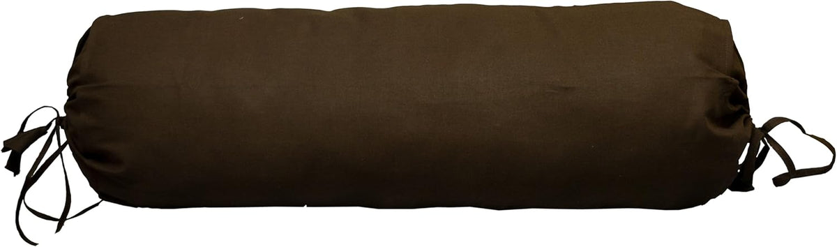 HANDICRAFTS Brown Bolster Pillow Cover 6" x 24" 100% Cotton Neck Roll Cover, Drawstring Closures – Easy to Remove, Washable – Ideal for Yoga, Meditation (Brown, 6x24 inch (15 cm x 60 cm)