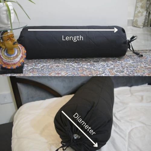 HANDICRAFTS Brown Bolster Pillow Cover 6" x 24" 100% Cotton Neck Roll Cover, Drawstring Closures – Easy to Remove, Washable – Ideal for Yoga, Meditation (Brown, 6x24 inch (15 cm x 60 cm)