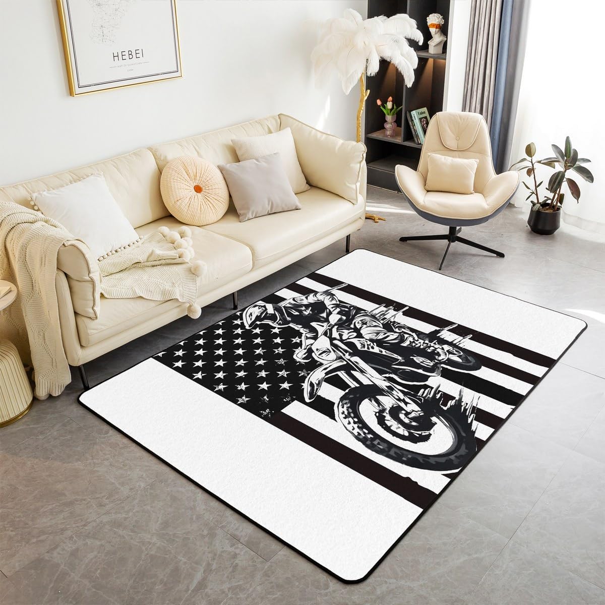 Dirt Bike Area Rug 3x5 Kids Extreme Sports Green Honeycomb Living Room Rugs for Bedroom Boys Girls Teens Racing Motocross Rider Decorative Carpet Rug Non-Slip Motorcycle Indoor Floor Mat