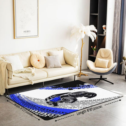 Dirt Bike Area Rug 3x5 Kids Extreme Sports Green Honeycomb Living Room Rugs for Bedroom Boys Girls Teens Racing Motocross Rider Decorative Carpet Rug Non-Slip Motorcycle Indoor Floor Mat