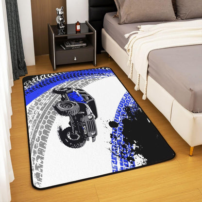 Dirt Bike Area Rug 3x5 Kids Extreme Sports Green Honeycomb Living Room Rugs for Bedroom Boys Girls Teens Racing Motocross Rider Decorative Carpet Rug Non-Slip Motorcycle Indoor Floor Mat