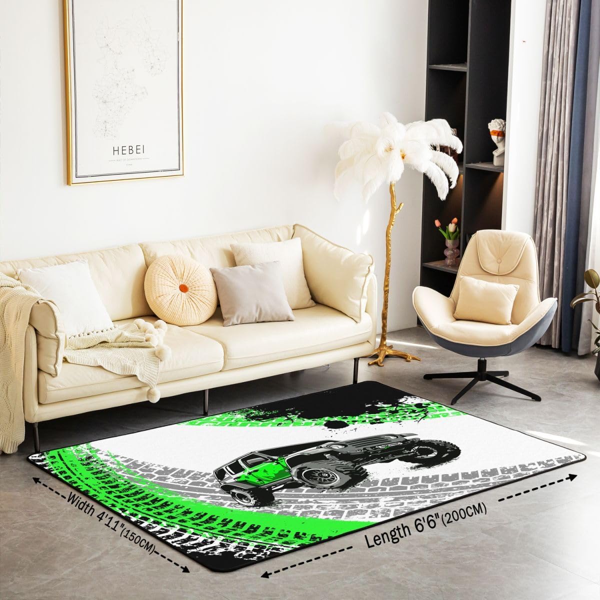 Dirt Bike Area Rug 3x5 Kids Extreme Sports Green Honeycomb Living Room Rugs for Bedroom Boys Girls Teens Racing Motocross Rider Decorative Carpet Rug Non-Slip Motorcycle Indoor Floor Mat