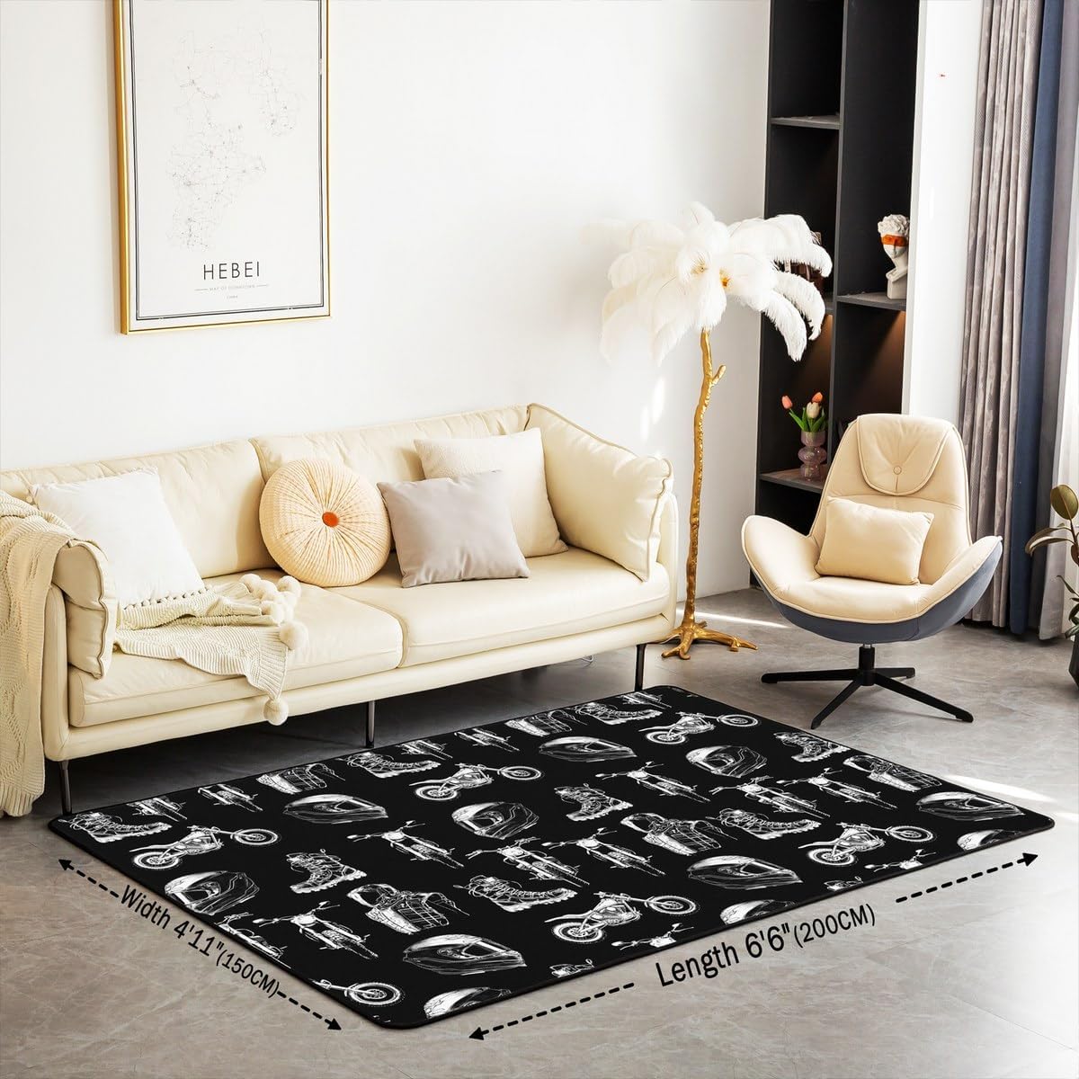 Dirt Bike Area Rug 3x5 Kids Extreme Sports Green Honeycomb Living Room Rugs for Bedroom Boys Girls Teens Racing Motocross Rider Decorative Carpet Rug Non-Slip Motorcycle Indoor Floor Mat