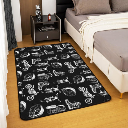Dirt Bike Area Rug 3x5 Kids Extreme Sports Green Honeycomb Living Room Rugs for Bedroom Boys Girls Teens Racing Motocross Rider Decorative Carpet Rug Non-Slip Motorcycle Indoor Floor Mat