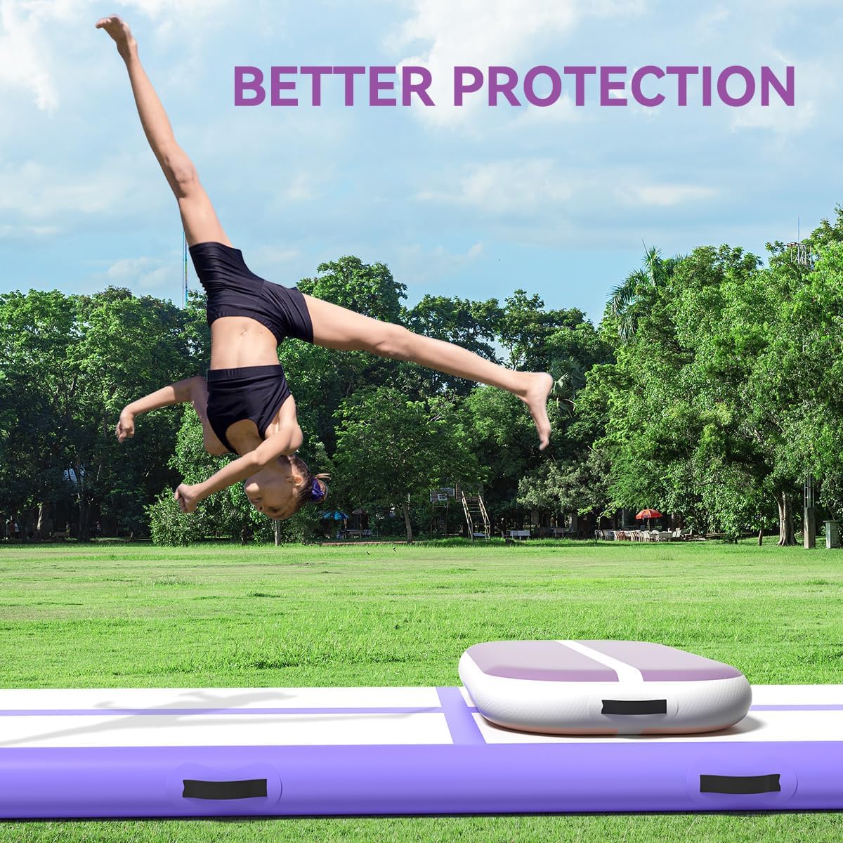 Inflatable Air Gymnastics Tumbling Mat 6ft 10ft 13ft 16ft 20ft | Air Tumble Track with Pump, Tumbling Gymnastic Mat for Kids Adults Home Training Cheerleading Yoga Outdoor Indoor Gym