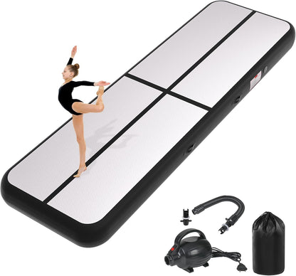 Inflatable Air Gymnastics Tumbling Mat 6ft 10ft 13ft 16ft 20ft | Air Tumble Track with Pump, Tumbling Gymnastic Mat for Kids Adults Home Training Cheerleading Yoga Outdoor Indoor Gym