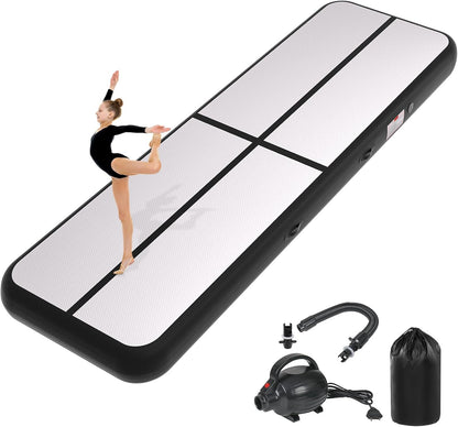 Inflatable Air Gymnastics Tumbling Mat 6ft 10ft 13ft 16ft 20ft | Air Tumble Track with Pump, Tumbling Gymnastic Mat for Kids Adults Home Training Cheerleading Yoga Outdoor Indoor Gym
