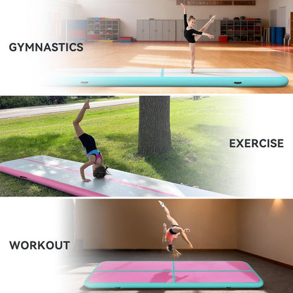 Inflatable Air Gymnastics Tumbling Mat 6ft 10ft 13ft 16ft 20ft | Air Tumble Track with Pump, Tumbling Gymnastic Mat for Kids Adults Home Training Cheerleading Yoga Outdoor Indoor Gym