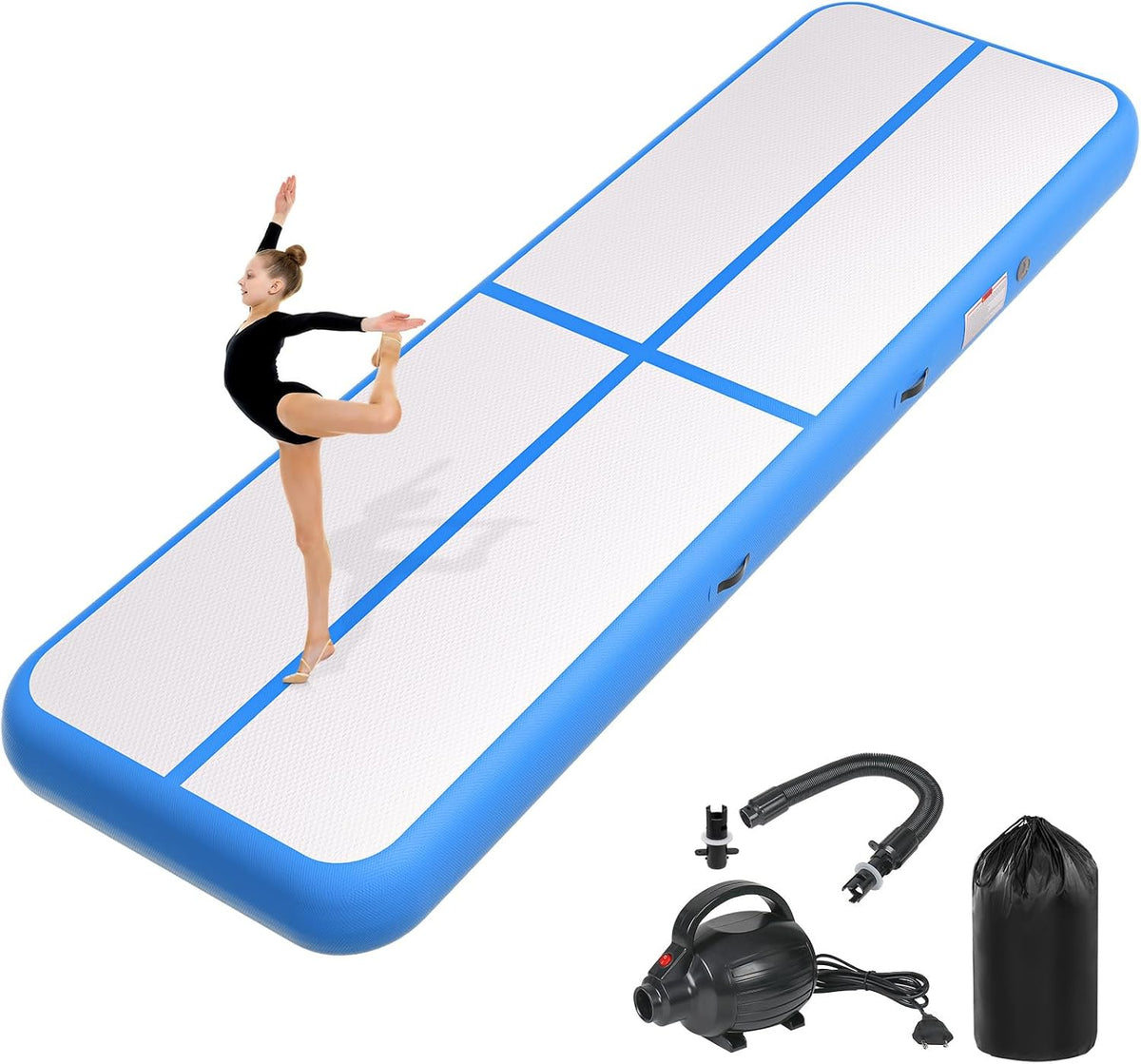 Inflatable Air Gymnastics Tumbling Mat 6ft 10ft 13ft 16ft 20ft | Air Tumble Track with Pump, Tumbling Gymnastic Mat for Kids Adults Home Training Cheerleading Yoga Outdoor Indoor Gym