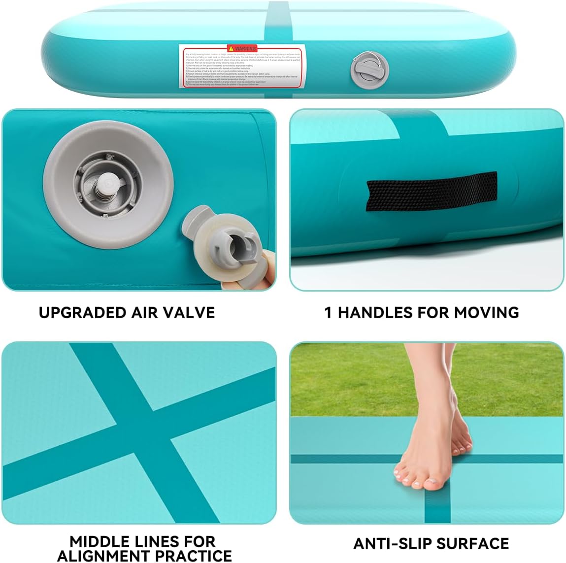Inflatable Air Gymnastics Tumbling Mat 6ft 10ft 13ft 16ft 20ft | Air Tumble Track with Pump, Tumbling Gymnastic Mat for Kids Adults Home Training Cheerleading Yoga Outdoor Indoor Gym