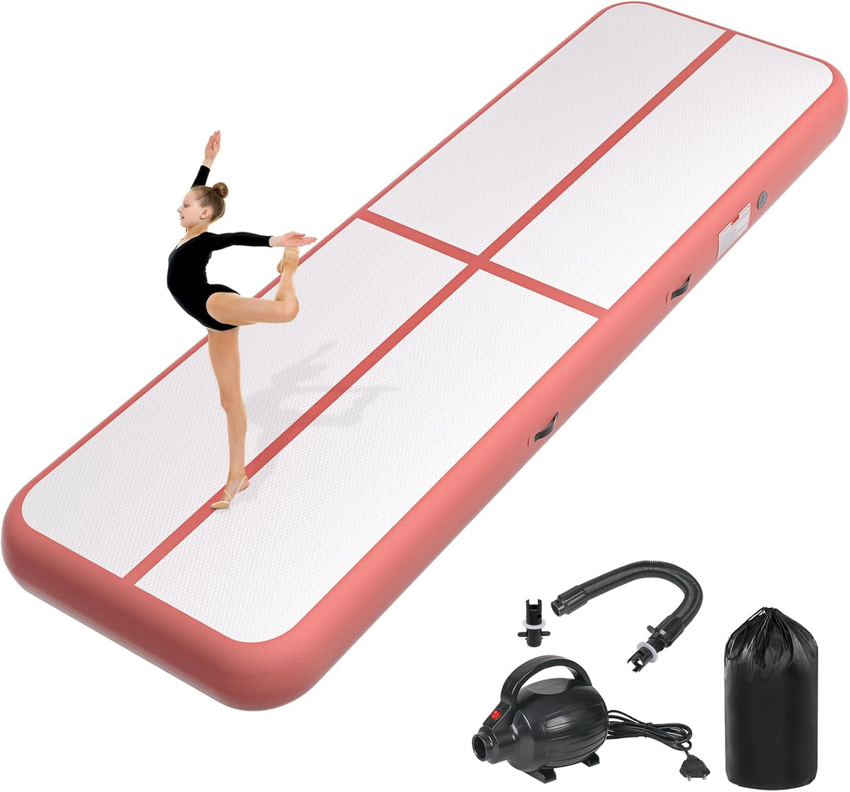 Inflatable Air Gymnastics Tumbling Mat 6ft 10ft 13ft 16ft 20ft | Air Tumble Track with Pump, Tumbling Gymnastic Mat for Kids Adults Home Training Cheerleading Yoga Outdoor Indoor Gym