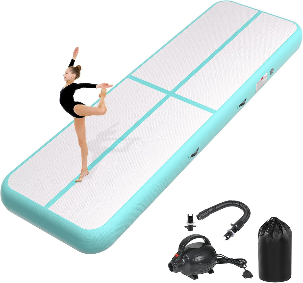 Inflatable Air Gymnastics Tumbling Mat 6ft 10ft 13ft 16ft 20ft | Air Tumble Track with Pump, Tumbling Gymnastic Mat for Kids Adults Home Training Cheerleading Yoga Outdoor Indoor Gym