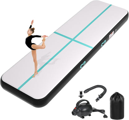 Inflatable Air Gymnastics Tumbling Mat 6ft 10ft 13ft 16ft 20ft | Air Tumble Track with Pump, Tumbling Gymnastic Mat for Kids Adults Home Training Cheerleading Yoga Outdoor Indoor Gym