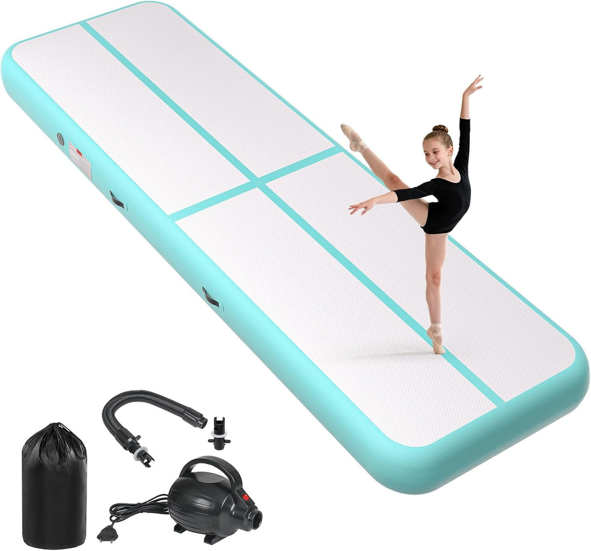Inflatable Air Gymnastics Tumbling Mat 6ft 10ft 13ft 16ft 20ft | Air Tumble Track with Pump, Tumbling Gymnastic Mat for Kids Adults Home Training Cheerleading Yoga Outdoor Indoor Gym