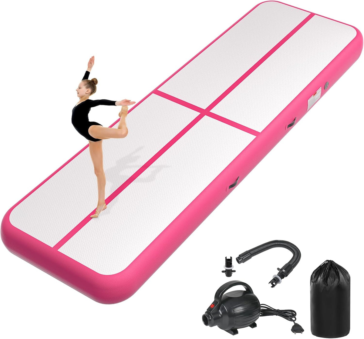 Inflatable Air Gymnastics Tumbling Mat 6ft 10ft 13ft 16ft 20ft | Air Tumble Track with Pump, Tumbling Gymnastic Mat for Kids Adults Home Training Cheerleading Yoga Outdoor Indoor Gym