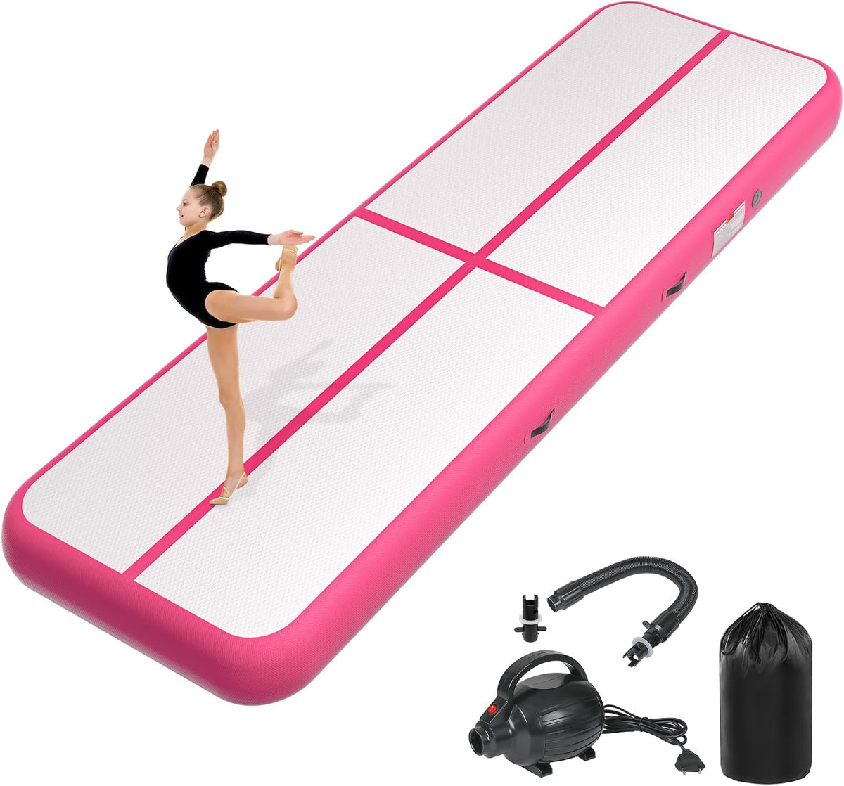 Inflatable Air Gymnastics Tumbling Mat 6ft 10ft 13ft 16ft 20ft | Air Tumble Track with Pump, Tumbling Gymnastic Mat for Kids Adults Home Training Cheerleading Yoga Outdoor Indoor Gym