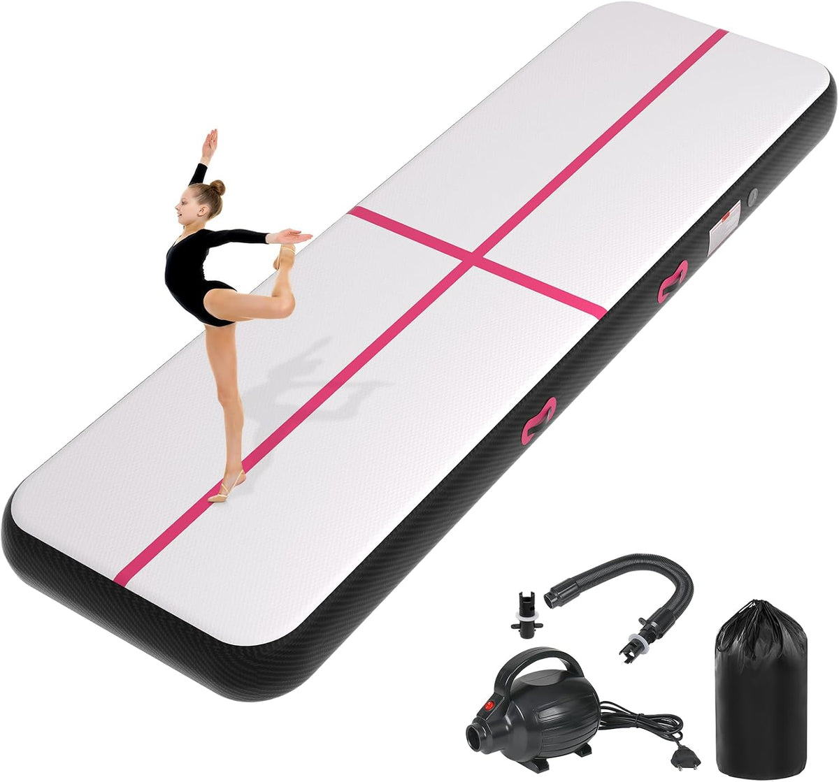 Inflatable Air Gymnastics Tumbling Mat 6ft 10ft 13ft 16ft 20ft | Air Tumble Track with Pump, Tumbling Gymnastic Mat for Kids Adults Home Training Cheerleading Yoga Outdoor Indoor Gym