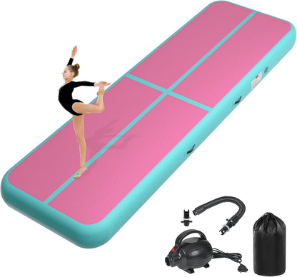 Inflatable Air Gymnastics Tumbling Mat 6ft 10ft 13ft 16ft 20ft | Air Tumble Track with Pump, Tumbling Gymnastic Mat for Kids Adults Home Training Cheerleading Yoga Outdoor Indoor Gym