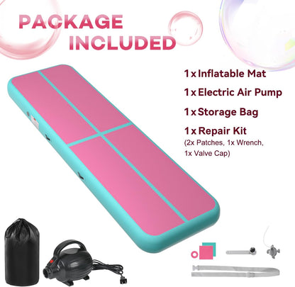 Inflatable Air Gymnastics Tumbling Mat 6ft 10ft 13ft 16ft 20ft | Air Tumble Track with Pump, Tumbling Gymnastic Mat for Kids Adults Home Training Cheerleading Yoga Outdoor Indoor Gym