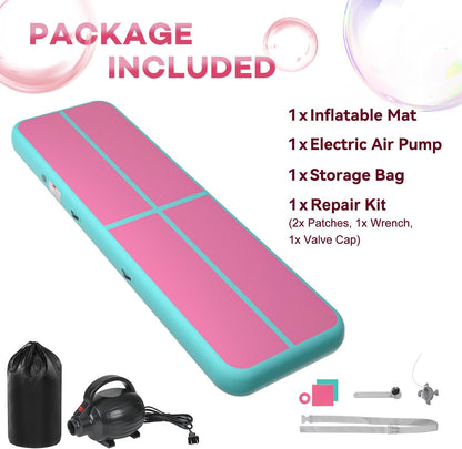 Inflatable Air Gymnastics Tumbling Mat 6ft 10ft 13ft 16ft 20ft | Air Tumble Track with Pump, Tumbling Gymnastic Mat for Kids Adults Home Training Cheerleading Yoga Outdoor Indoor Gym
