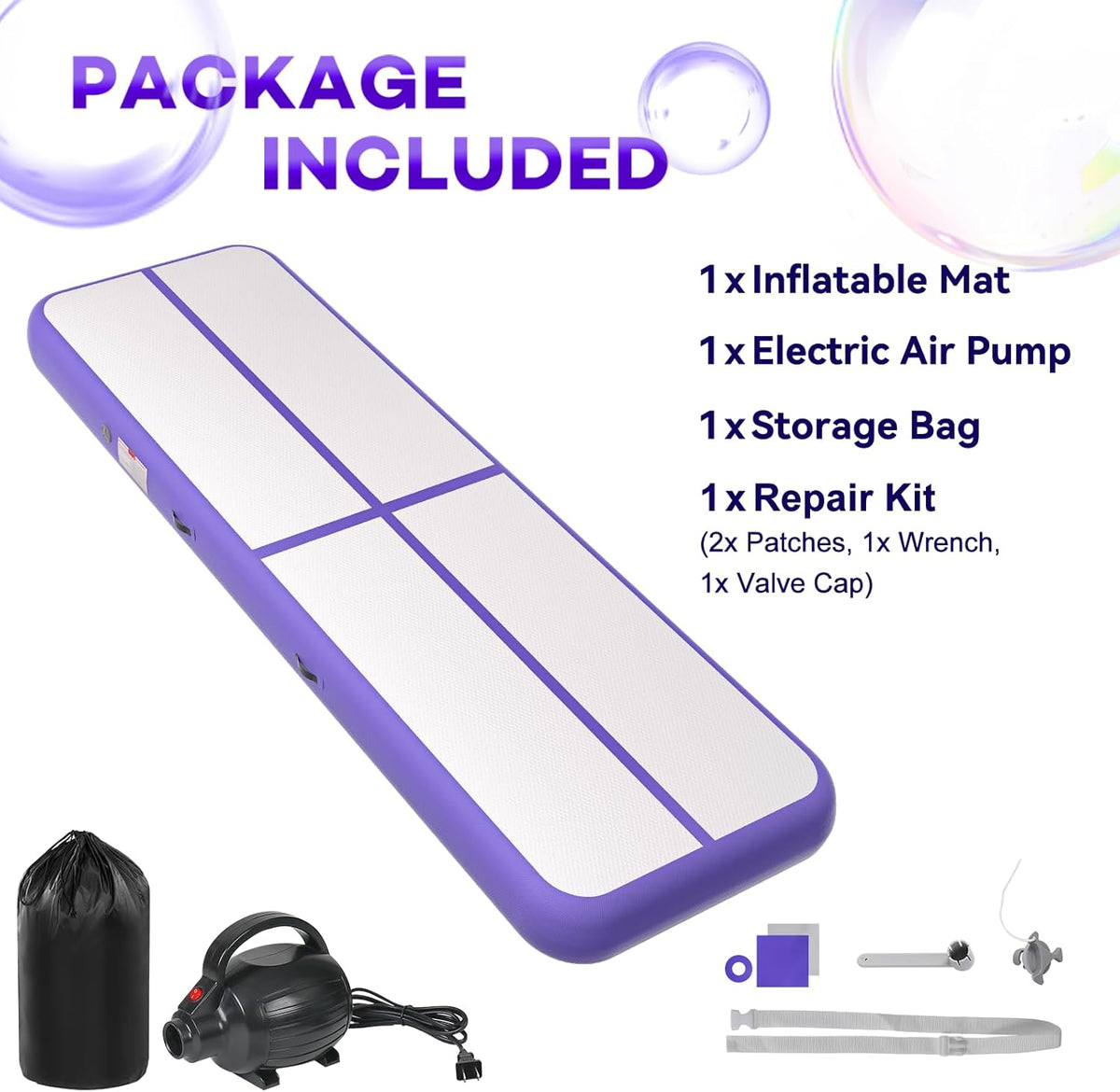 Inflatable Air Gymnastics Tumbling Mat 6ft 10ft 13ft 16ft 20ft | Air Tumble Track with Pump, Tumbling Gymnastic Mat for Kids Adults Home Training Cheerleading Yoga Outdoor Indoor Gym