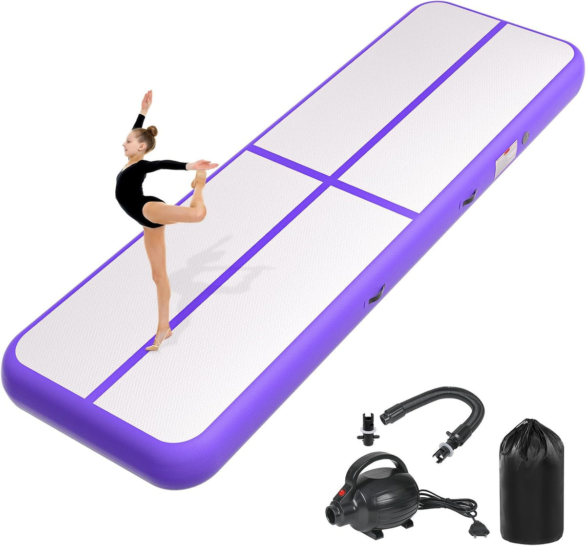 Inflatable Air Gymnastics Tumbling Mat 6ft 10ft 13ft 16ft 20ft | Air Tumble Track with Pump, Tumbling Gymnastic Mat for Kids Adults Home Training Cheerleading Yoga Outdoor Indoor Gym