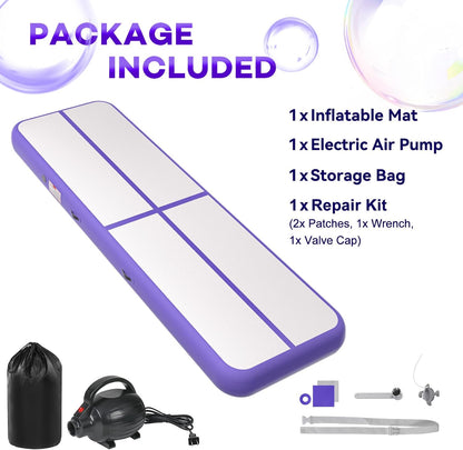 Inflatable Air Gymnastics Tumbling Mat 6ft 10ft 13ft 16ft 20ft | Air Tumble Track with Pump, Tumbling Gymnastic Mat for Kids Adults Home Training Cheerleading Yoga Outdoor Indoor Gym