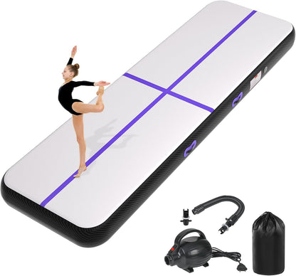 Inflatable Air Gymnastics Tumbling Mat 6ft 10ft 13ft 16ft 20ft | Air Tumble Track with Pump, Tumbling Gymnastic Mat for Kids Adults Home Training Cheerleading Yoga Outdoor Indoor Gym
