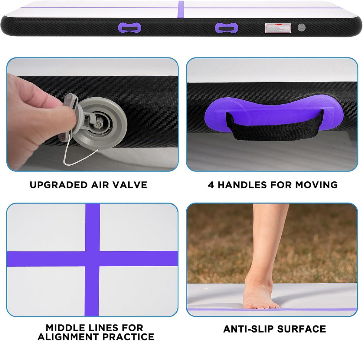 Inflatable Air Gymnastics Tumbling Mat 6ft 10ft 13ft 16ft 20ft | Air Tumble Track with Pump, Tumbling Gymnastic Mat for Kids Adults Home Training Cheerleading Yoga Outdoor Indoor Gym