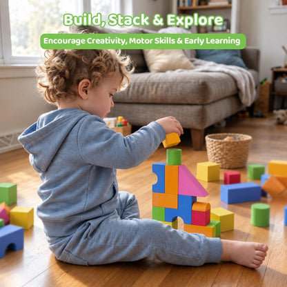 Foam Blocks for Toddlers, 138 Pieces EVA Soft Stacking Building Blocks Toy