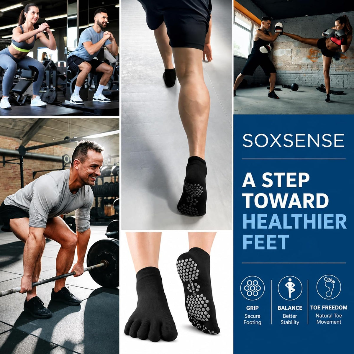 Soccer Grip Toe Socks, Non-Slip Socks for Sports & Pilates