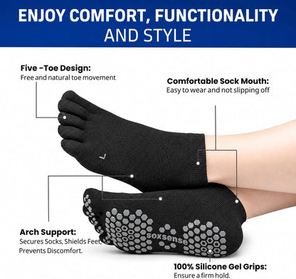 Soccer Grip Toe Socks, Non-Slip Socks for Sports & Pilates