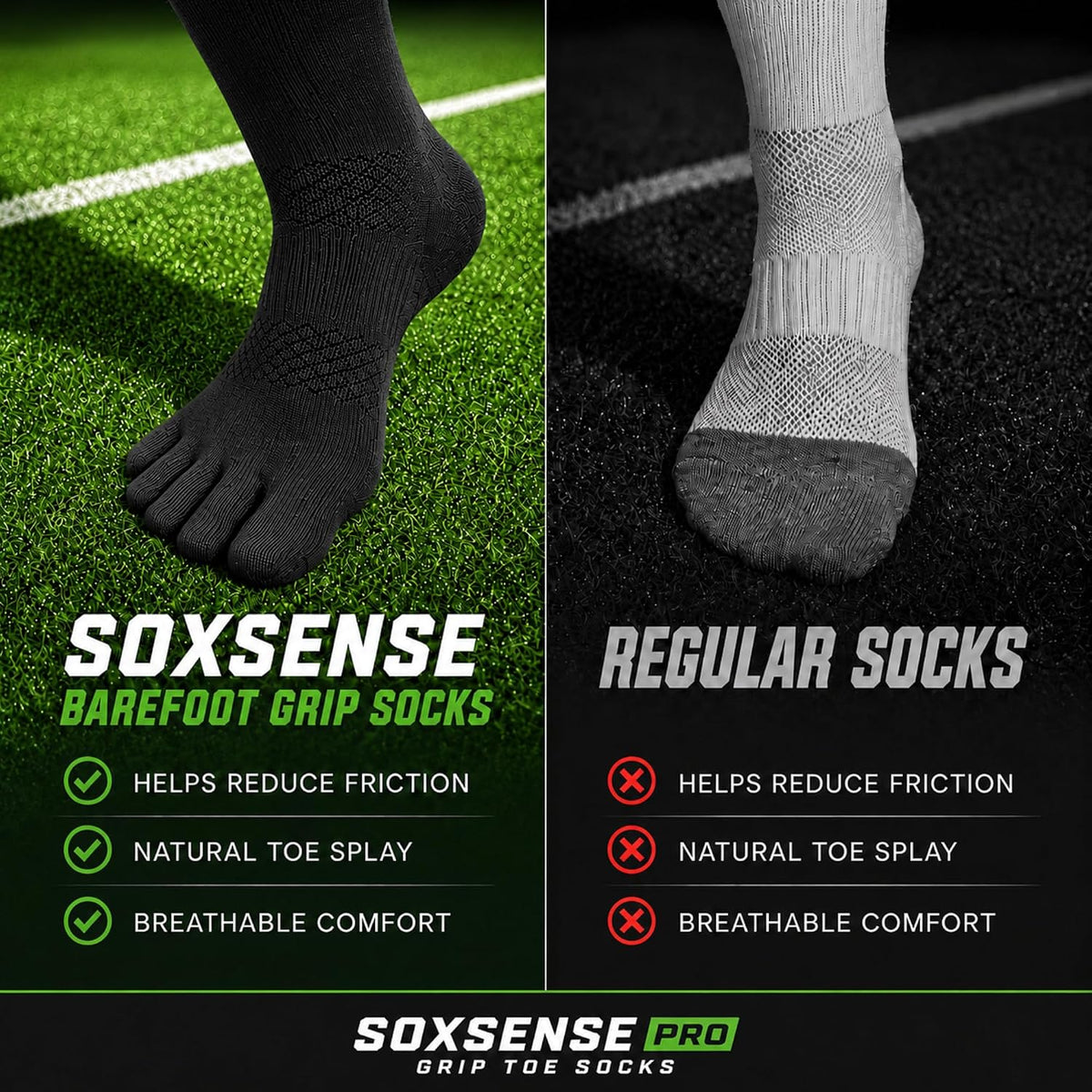 Soccer Grip Toe Socks, Non-Slip Socks for Sports & Pilates