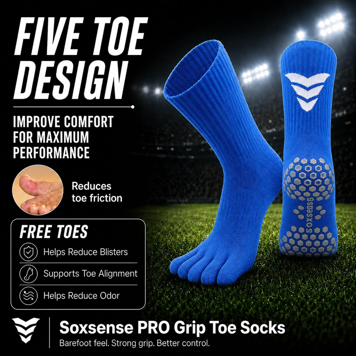 Soccer Grip Toe Socks, Non-Slip Socks for Sports & Pilates