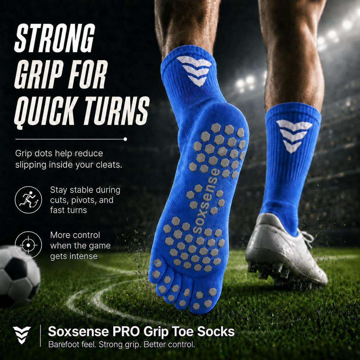 Soccer Grip Toe Socks, Non-Slip Socks for Sports & Pilates