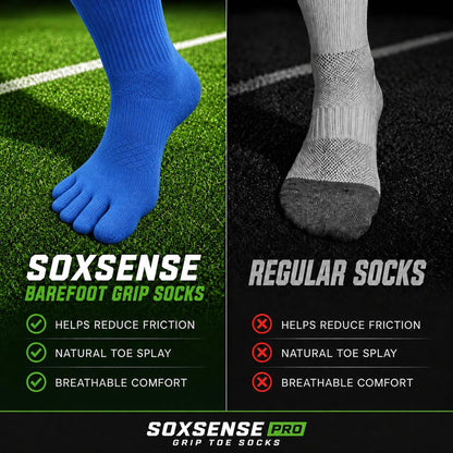 Soccer Grip Toe Socks, Non-Slip Socks for Sports & Pilates
