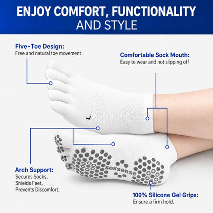 Soccer Grip Toe Socks, Non-Slip Socks for Sports & Pilates