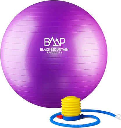 Professional Grade Exercise Stability Yoga Ball, Foot Pump, Ball Plug, Plug Puller, 2000 Pounds Static Weight Capacity Antiburst