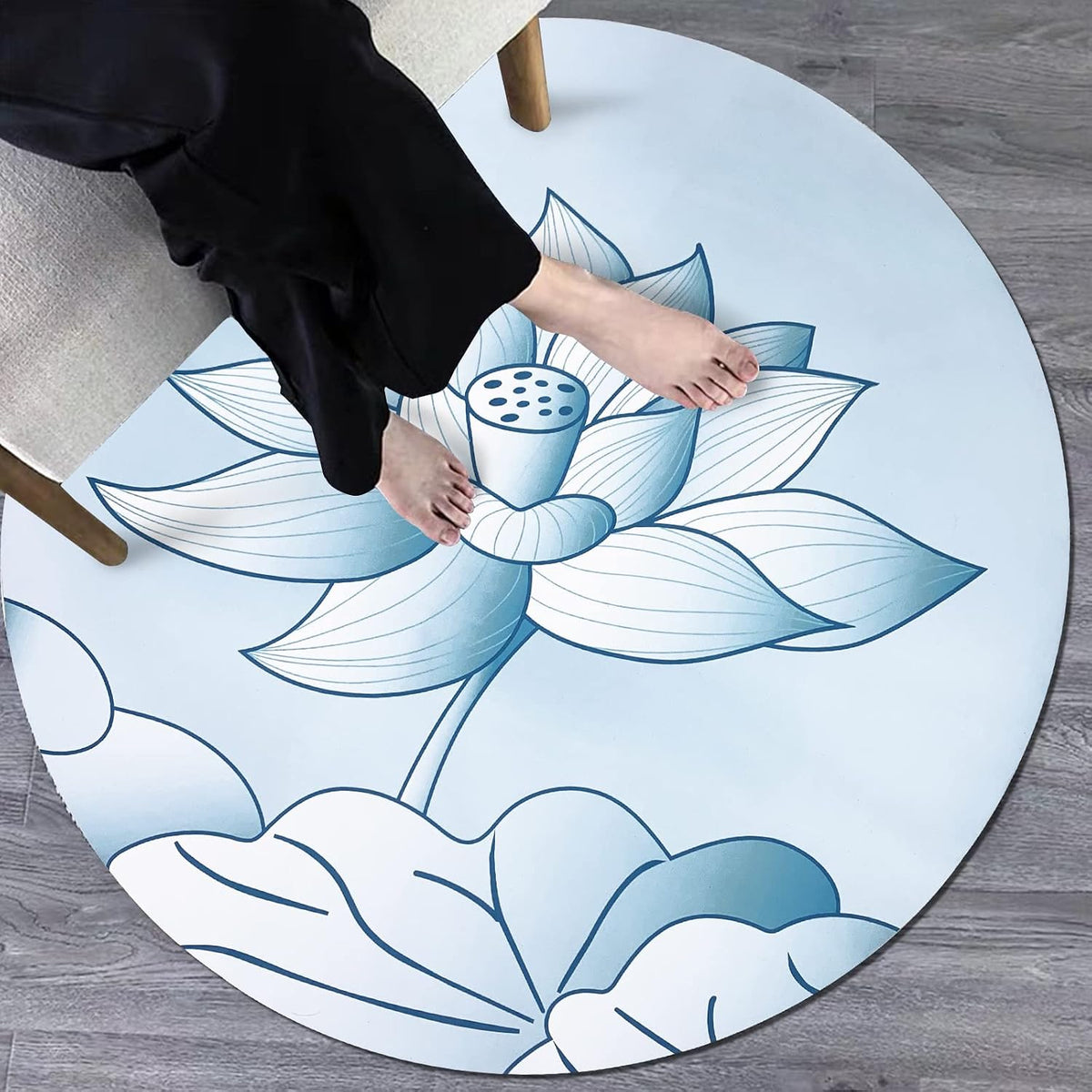 Round Meditation Yoga Mat - Large Lotus Non Slip Natural Rubber Mat for Home, Outdoor Exercise, Meditation, Stretching and Yoga (4Ft)