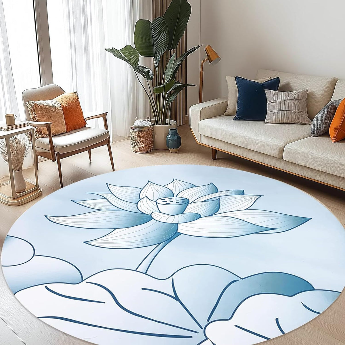 Round Meditation Yoga Mat - Large Lotus Non Slip Natural Rubber Mat for Home, Outdoor Exercise, Meditation, Stretching and Yoga (4Ft)