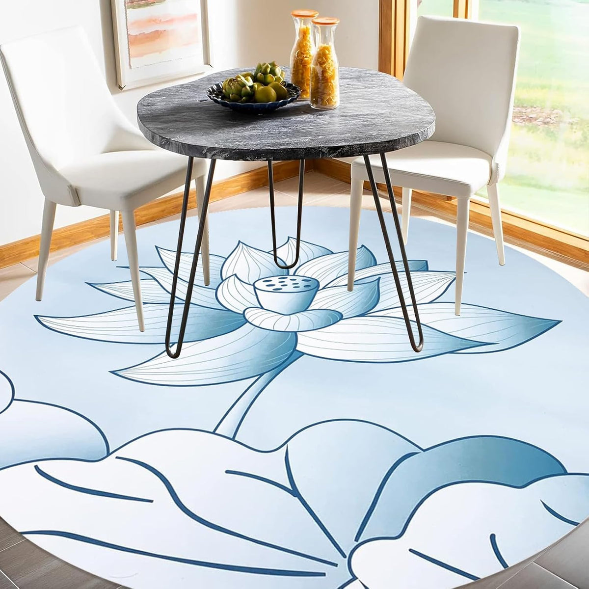 Round Meditation Yoga Mat - Large Lotus Non Slip Natural Rubber Mat for Home, Outdoor Exercise, Meditation, Stretching and Yoga (4Ft)