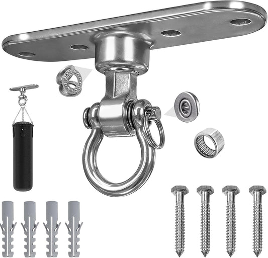 Heavy Bag Hanger,Stainless Wall Ceiling Mount Hook 180°/360° Rotation Wood Beam Holder Body Weight Strength Training Systems, Aerial Yoga Swing & Hammock