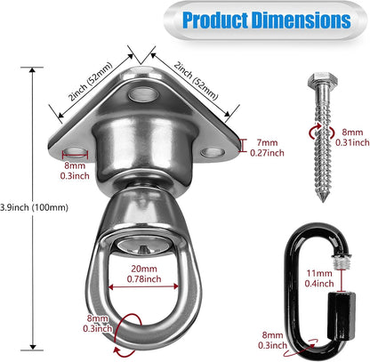 Heavy Bag Hanger,Stainless Wall Ceiling Mount Hook 180°/360° Rotation Wood Beam Holder Body Weight Strength Training Systems, Aerial Yoga Swing & Hammock