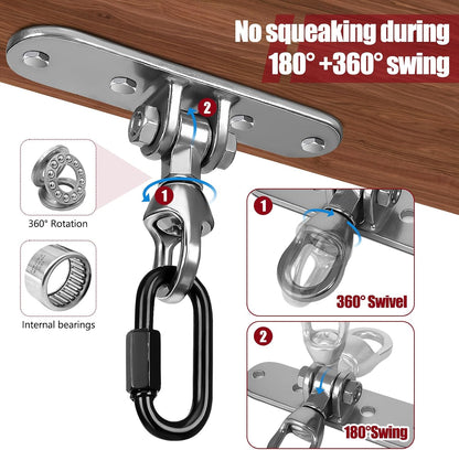 Heavy Bag Hanger,Stainless Wall Ceiling Mount Hook 180°/360° Rotation Wood Beam Holder Body Weight Strength Training Systems, Aerial Yoga Swing & Hammock