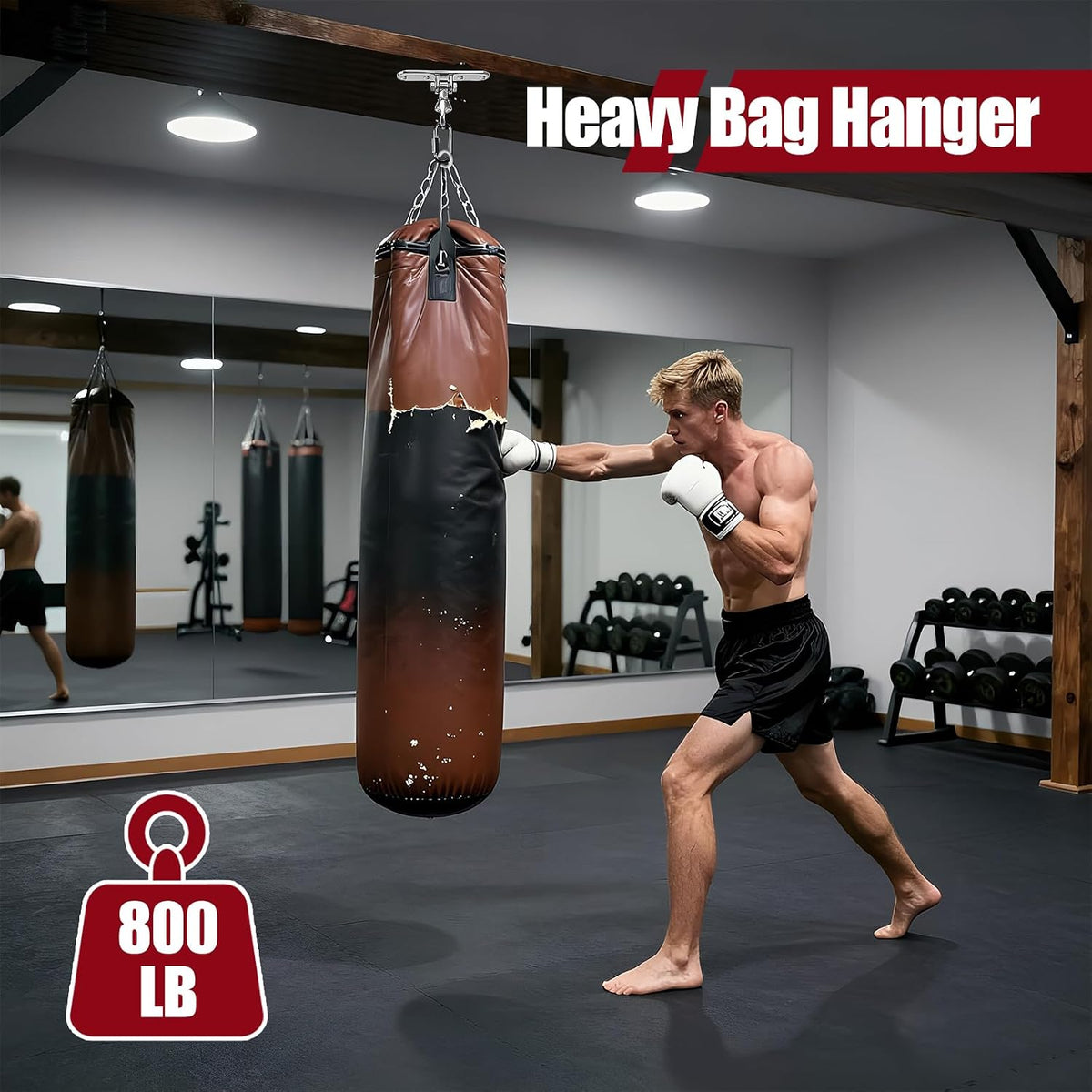 Heavy Bag Hanger,Stainless Wall Ceiling Mount Hook 180°/360° Rotation Wood Beam Holder Body Weight Strength Training Systems, Aerial Yoga Swing & Hammock
