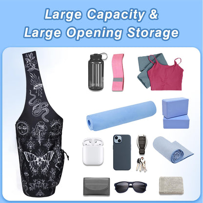 Yoga Mat Bag - Large Opening Long Tote Yoga Mat Carrier Holder Bag with Waterproof Wet Zipper Pocket and Drawstring Water Bottle Pocket - Yoga Bag Fit Most Size Mats