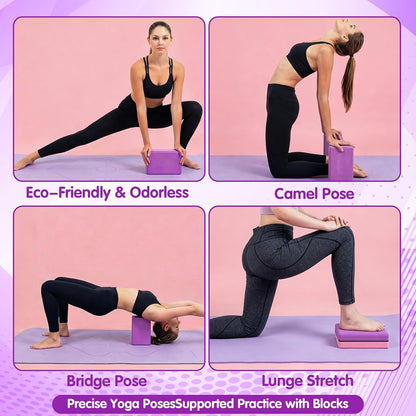 8 Pack Yoga Blocks 9 x 6 x 2.8 Inch EVA Foam Pilates Blocks Pilates Stretching and Meditation Exercise for Home Workouts Dance Gymnastics Exercise Lightweight Yoga Supplies