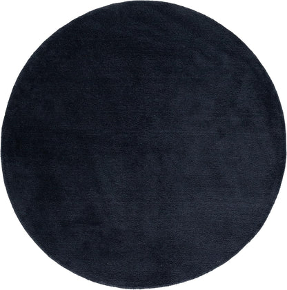 Himalaya Collection Area Rug - 6' Round, Black, Handmade Solid Wool, Ideal for High Traffic Areas in Living Room, Bedroom (HIM610C)