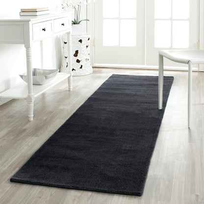 Himalaya Collection Area Rug - 6' Round, Black, Handmade Solid Wool, Ideal for High Traffic Areas in Living Room, Bedroom (HIM610C)