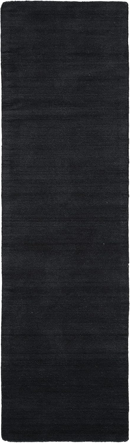 Himalaya Collection Area Rug - 6' Round, Black, Handmade Solid Wool, Ideal for High Traffic Areas in Living Room, Bedroom (HIM610C)
